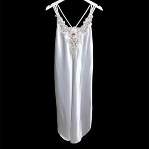 California Dynasty vintage satin lace strappy slip dress nightgown size large